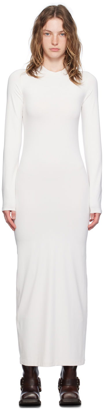 Mekko Acne Studios Off-White Crewneck Maxi Dress Valkoinen | A20707-