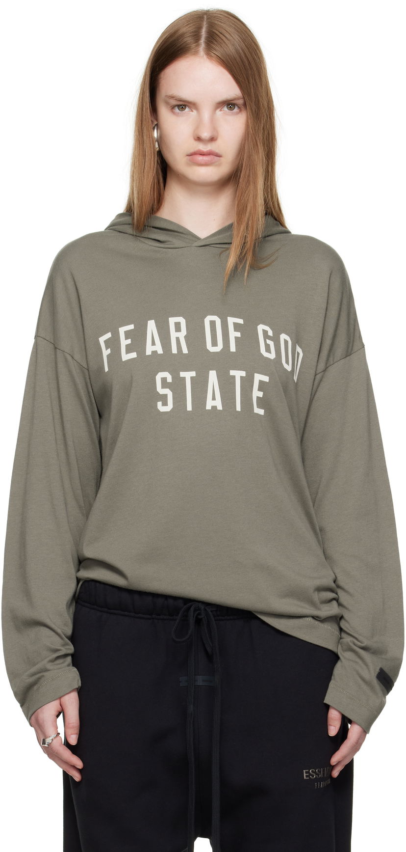 Huppari Fear of God ESSENTIALS State Long Sleeve Hoodie Vihreä | 125SP257177FW