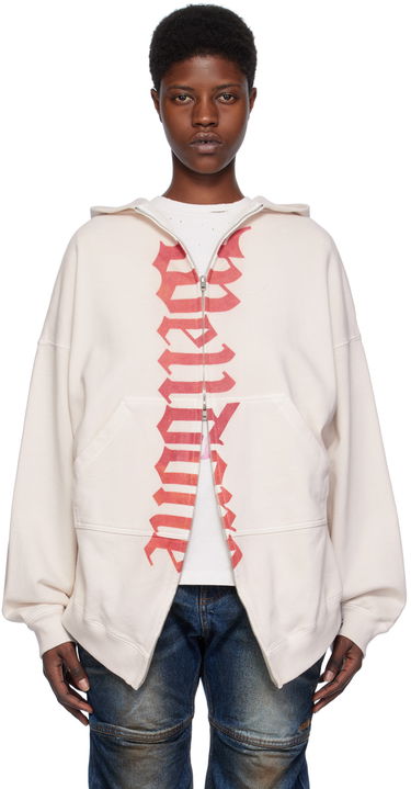 Huppari We11done We11done Printed Zip-Up Hoodie Beige | WD-TJ0-24-812-U-WH, 0