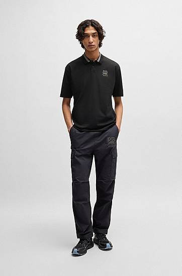 Poolopaita BOSS HUGO x RB Stretch-Cotton Polo Shirt Musta | 50542748, 1