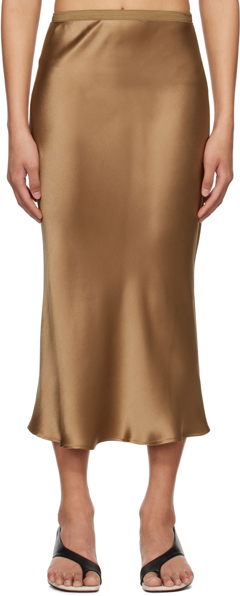 Hame Anine Bing Anine Bing Bar Silk Midi Skirt Ruskea | A-04-4001-DKG22