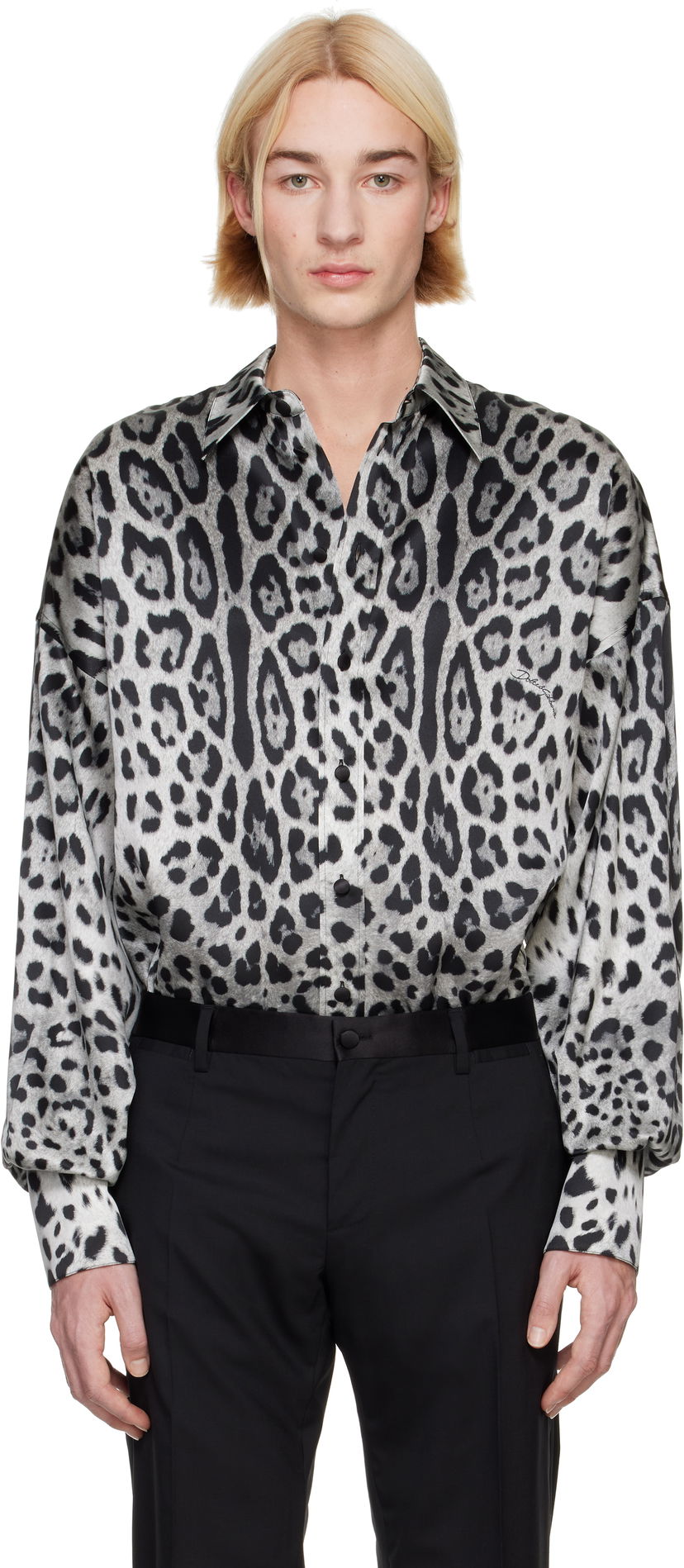 Paita Dolce & Gabbana Dolce&Gabbana Super-Oversize Leopard-Print Silk Shirt Valkoinen | G5MG0TIS1WT