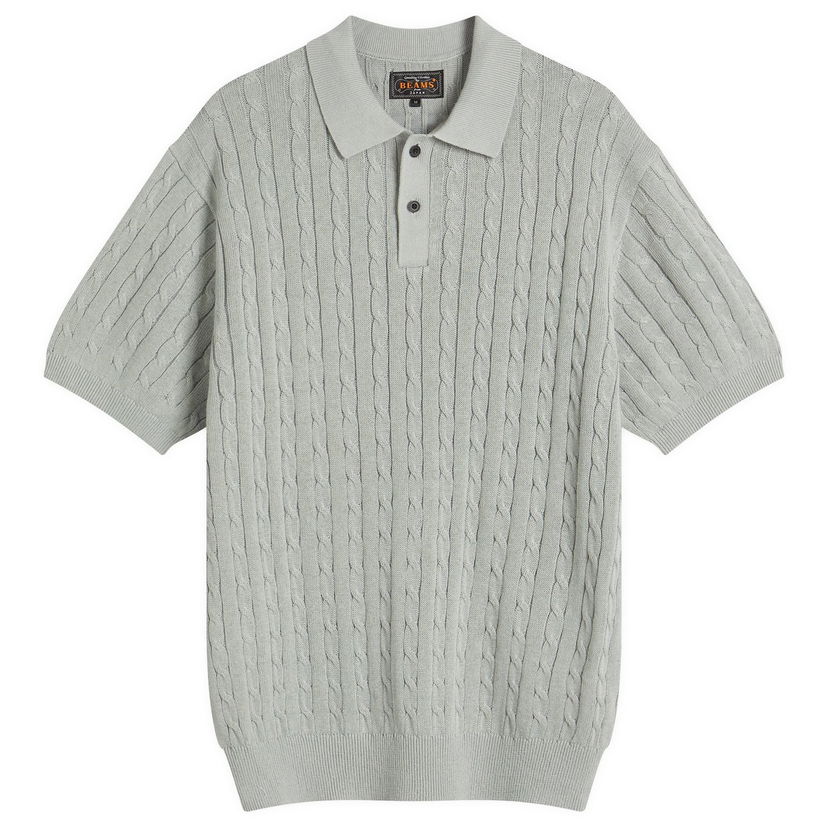 Villapaita BEAMS Beams Plus Cable Knit Polo Shirt, Size Large Harmaa | 3802-0022-103-71