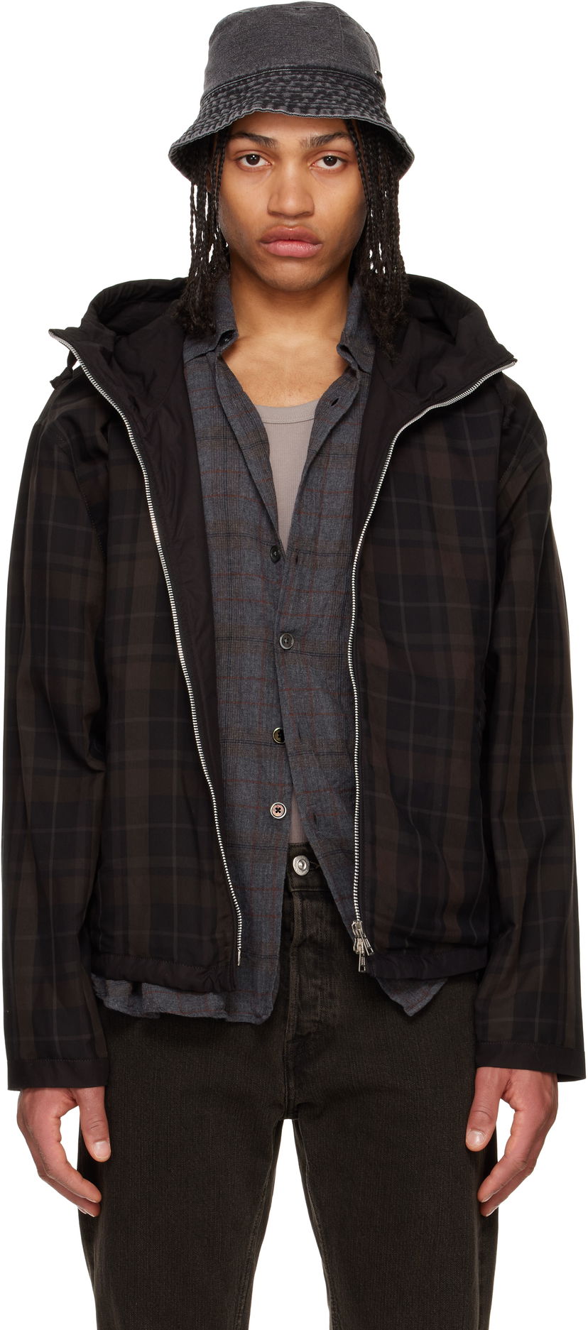 Puffer takki OUR LEGACY Our Legacy Riviera Plaid Jacket Ruskea | M2251RBSC
