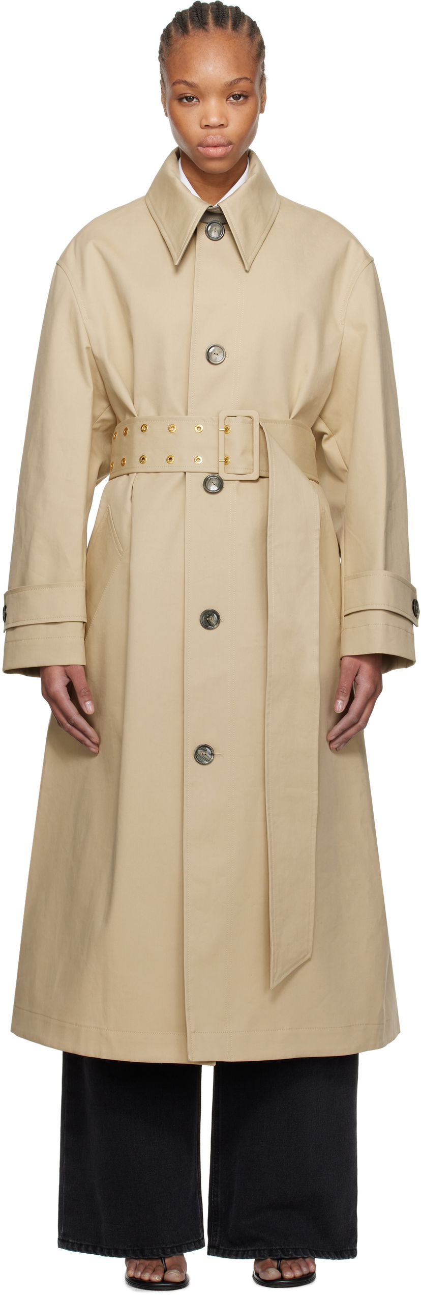 Trenssitakki AMI AMI Paris Belted Coat Beige | FJK521.CO0081