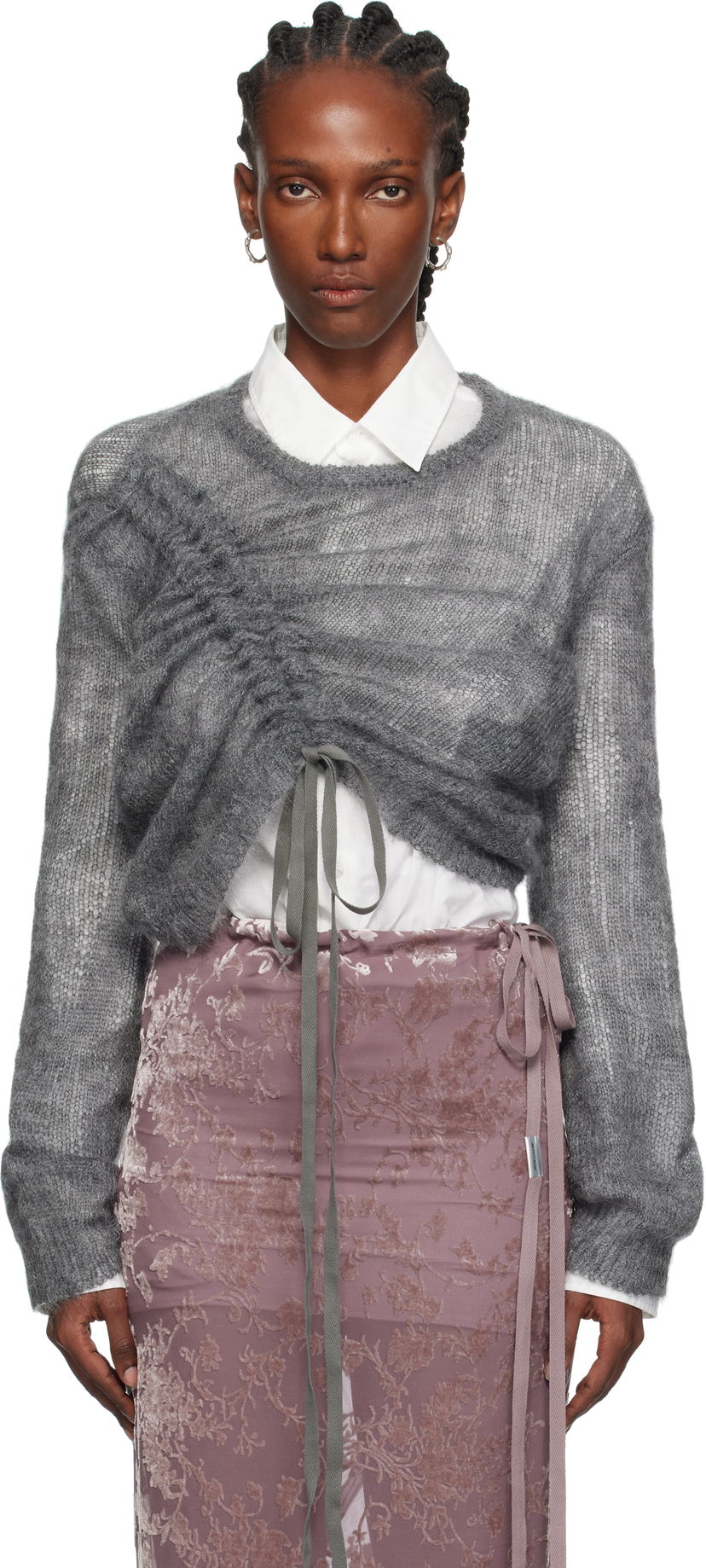 Villapaita Ann Demeulemeester Ann Demeulemeester Zinaida Drawstring Sweater Harmaa | 2520-W-KN35-KN069-088