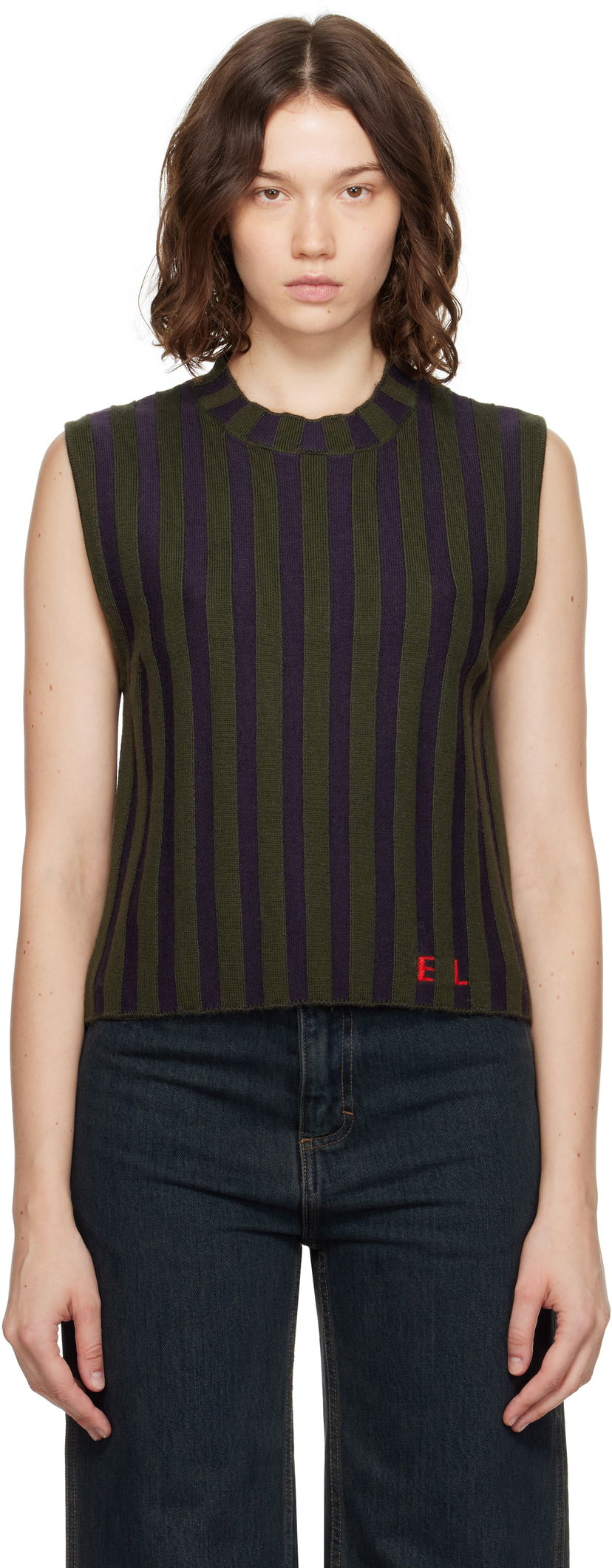 Tankkitoppi Eckhaus Latta Eckhaus Latta Striped Sleeveless Top Vihreä | 8025-EL-PF25-M -