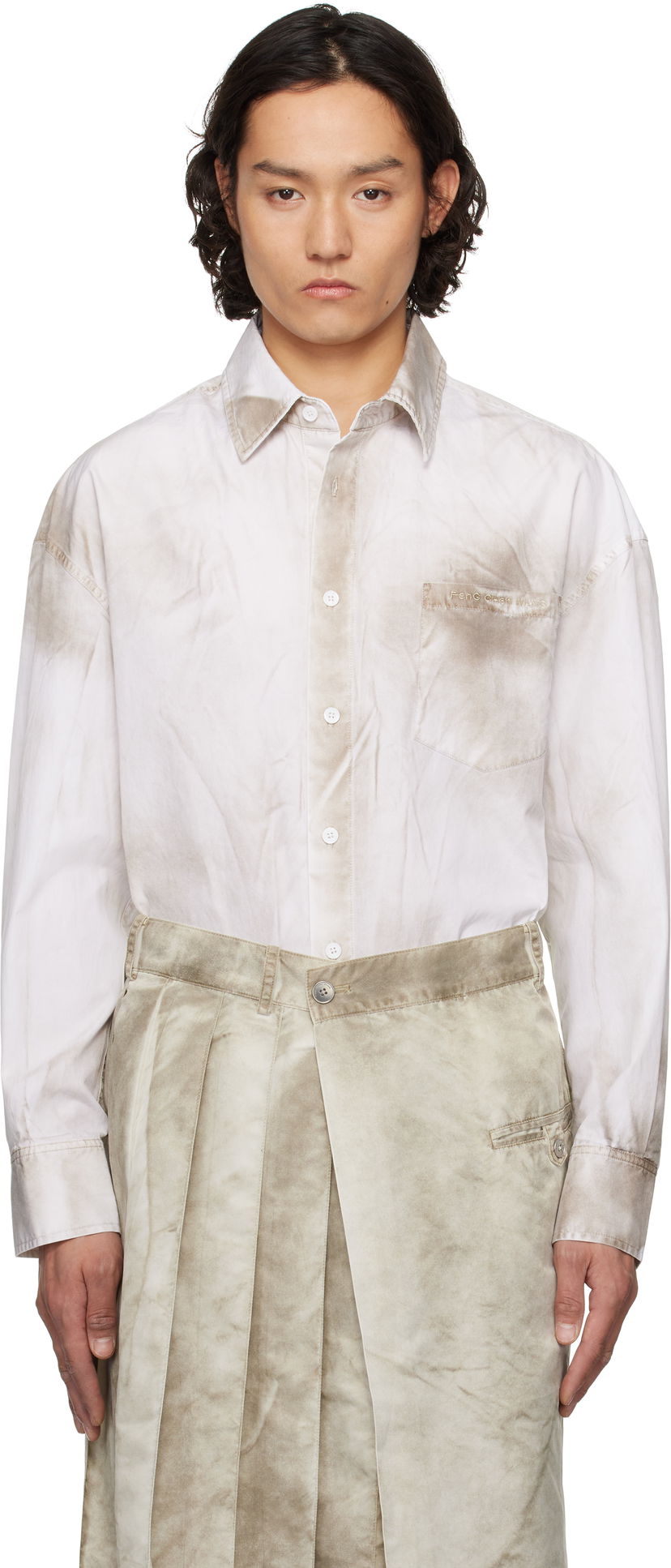 Paita Feng Chen Wang Feng Chen Wang Sandwashed Shirt Valkoinen | FUS19SR01