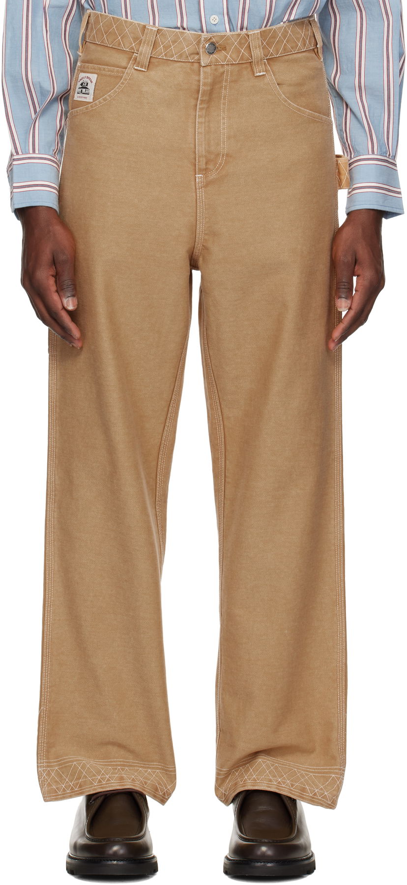 Cargo housut Bode Bode Embroidered Knolly Brook Trousers Beige | MRS25BT020