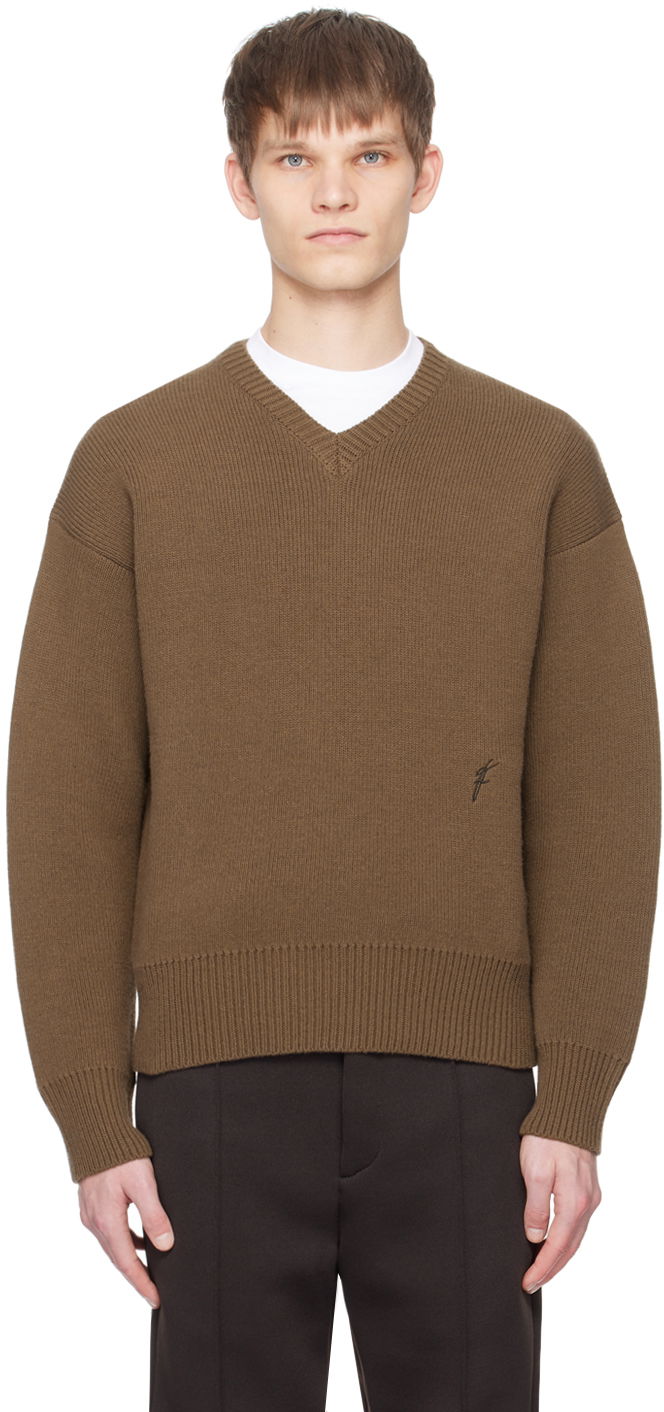 Villapaita FERRAGAMO V-Neck Sweater Ruskea | 769799