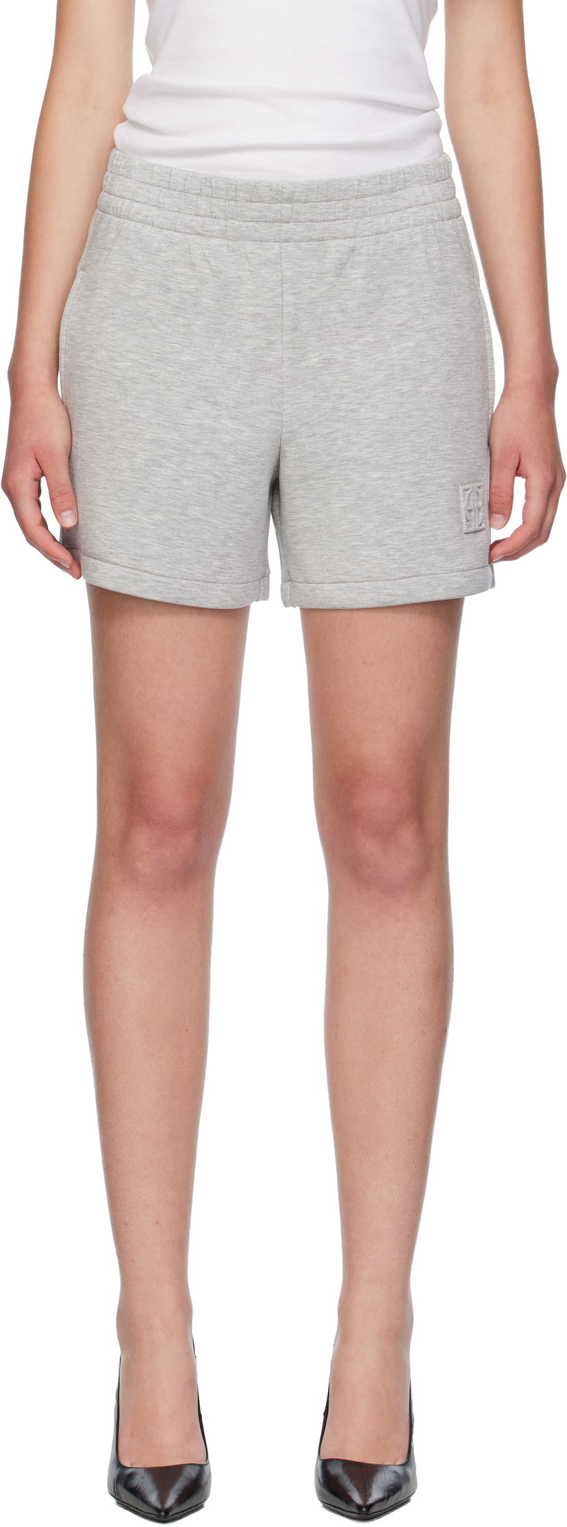Shortsit Anine Bing ANINE BING Kam Framed Monogram Shorts Harmaa | A-05-10655-GRY1