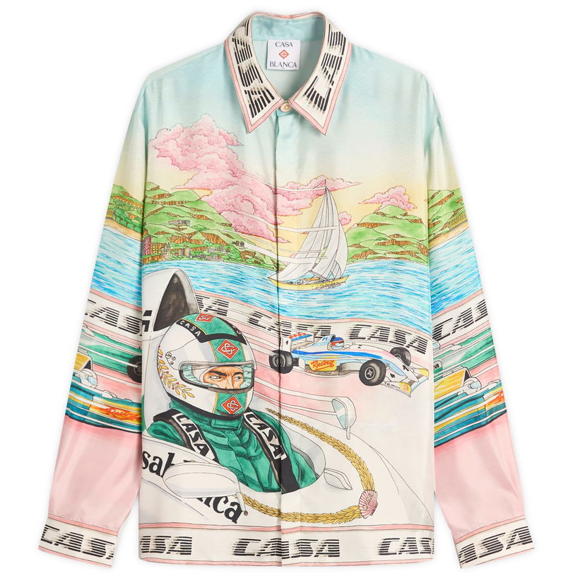 Paita Casablanca Casablanca Classic Long Sleeve Patterned Silk Shirt, Size Large Monivärinen | MPF25-SH-021-03