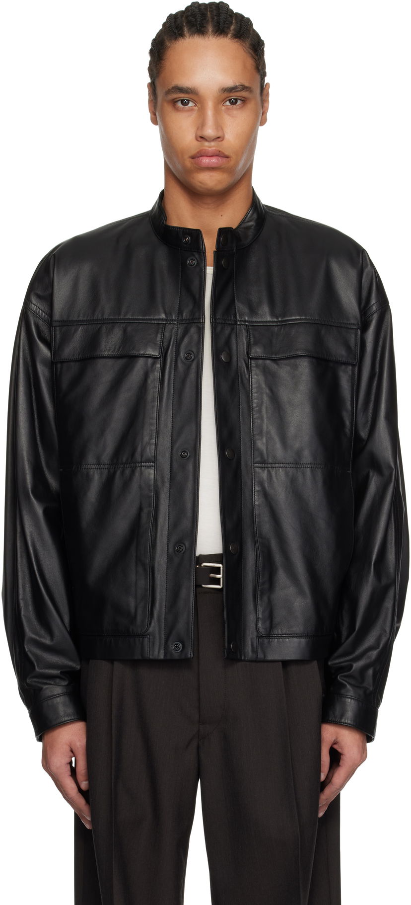 Takki LEMAIRE Lemaire Soft Boxy Leather Jacket Musta | OW1136 LL0094