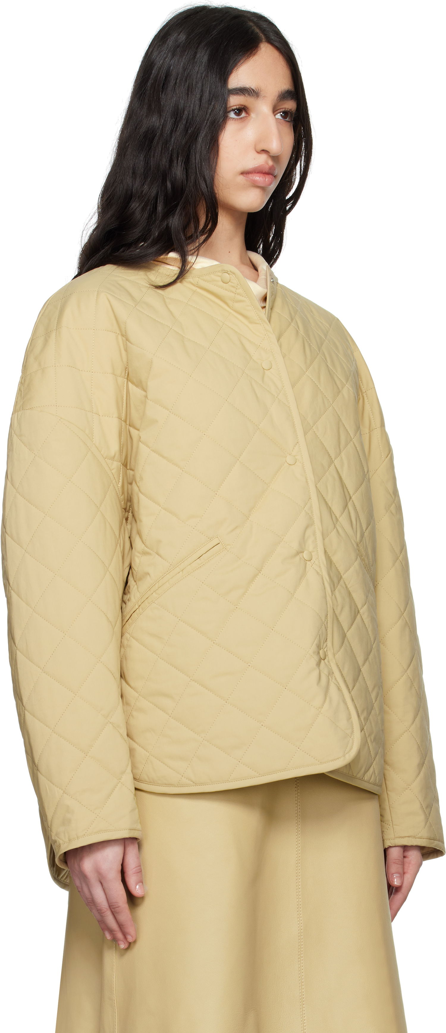 Puffer takki TOTEME TOTEME Quilted Snap Button Jacket Beige | 242-WRO1116-FB0157, 1