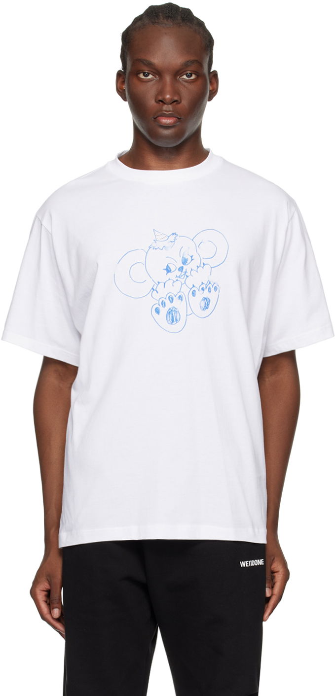 T-paita We11done Monster Print T-Shirt Valkoinen | WD-TT2-24-790-U-IV
