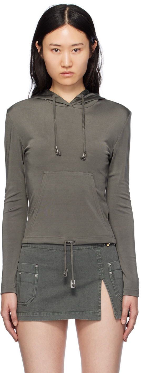 Huppari Dion Lee Lustrous Shrunken Hoodie Harmaa | C3164PS24