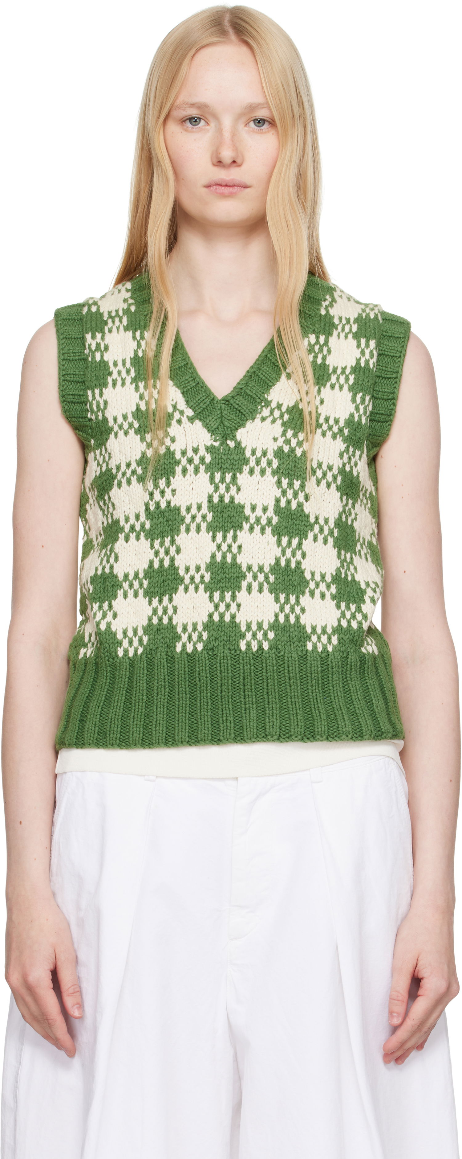 Villapaita YMC YMC Heidi Checkered Knit Vest Vihreä | Q8YAB, 0