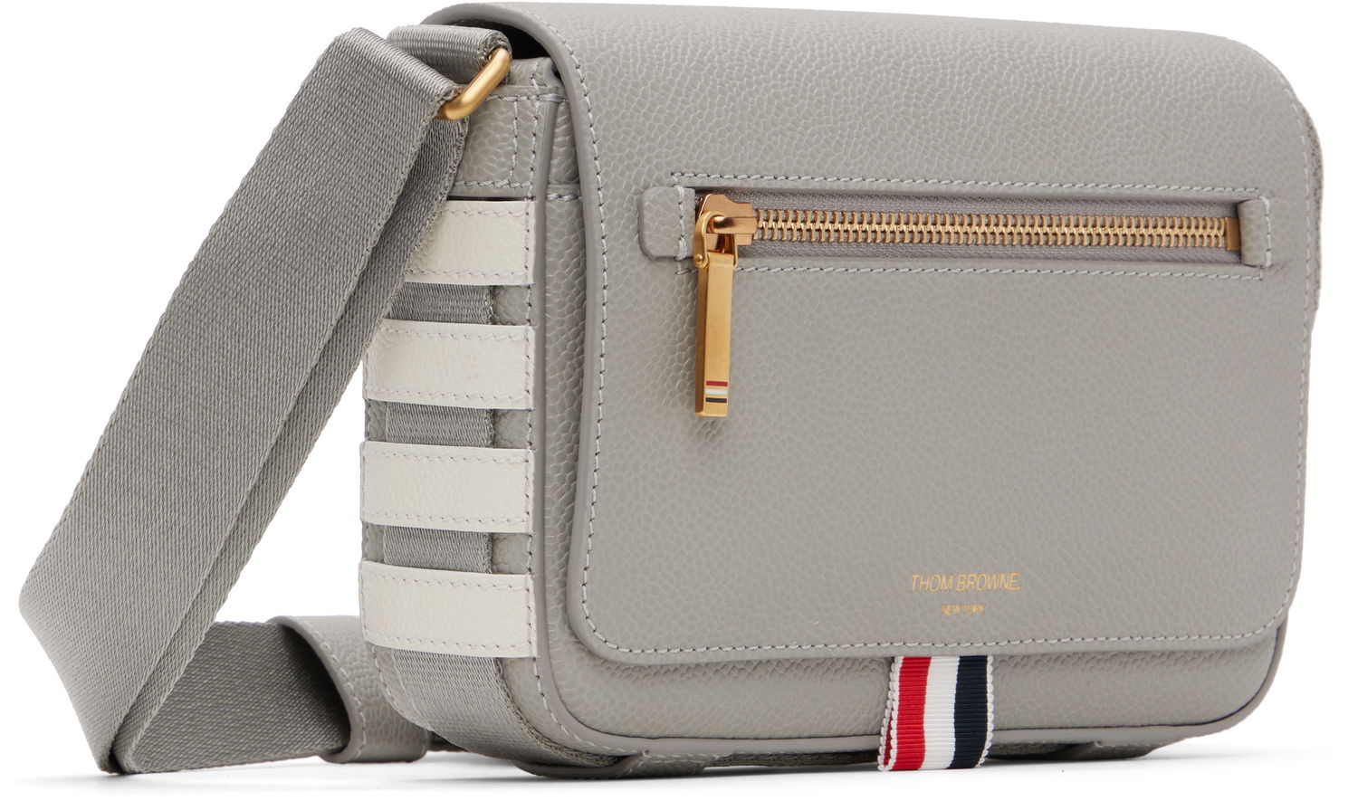 Olkalaukku Thom Browne Thom Browne 4-Bar Pebble Grain Small Reporter Bag Harmaa | UAG229A-00198, 1