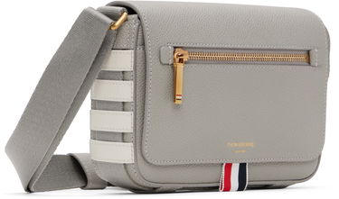 Olkalaukku Thom Browne Thom Browne 4-Bar Pebble Grain Small Reporter Bag Harmaa | UAG229A-00198, 1