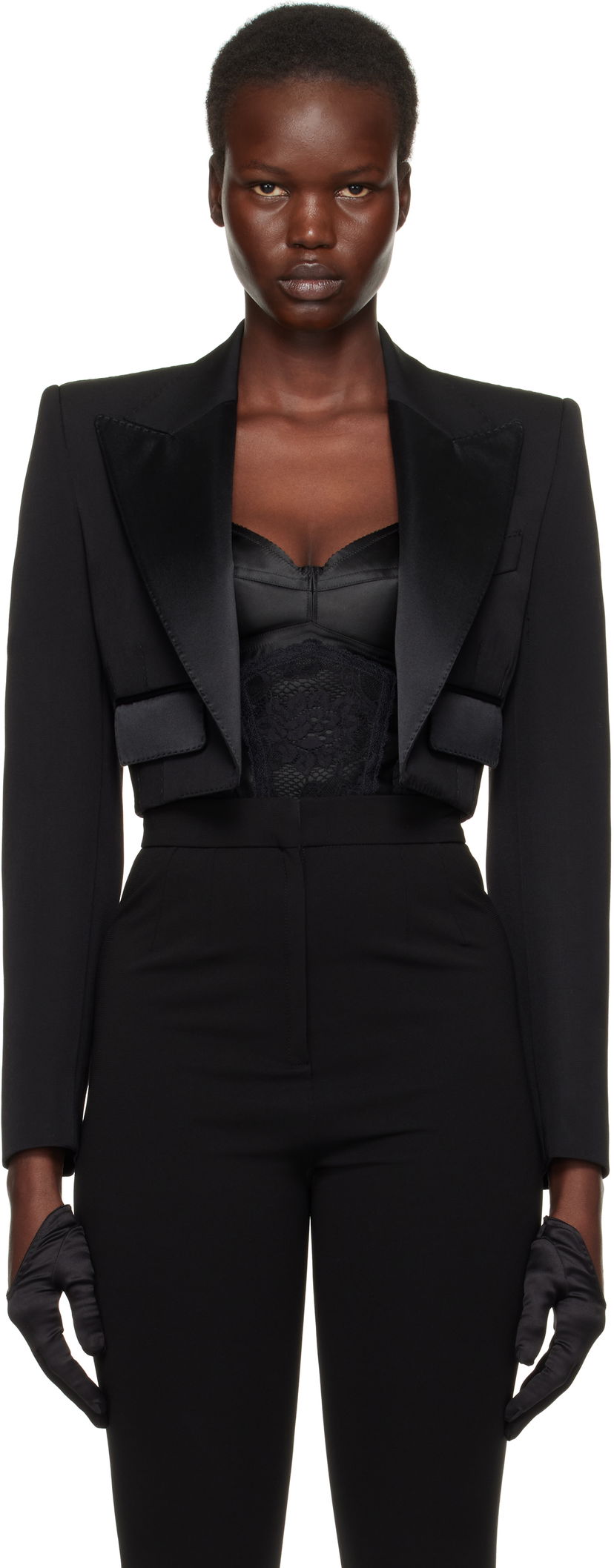 Bomber-takki Dolce & Gabbana Dolce&Gabbana Spencer Tuxedo Wool Blazer Musta | F296YT FU21E
