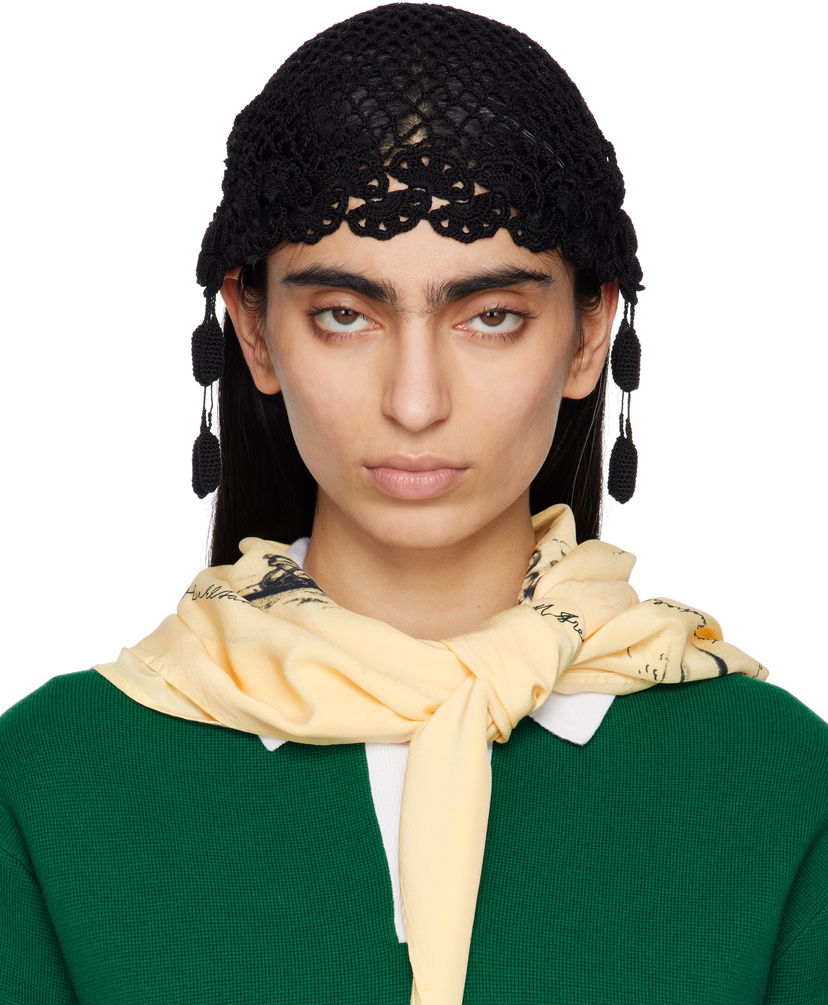 Hattu Bode Bode Blossom Crochet Beanie with Tassels Musta | MRS25KA022