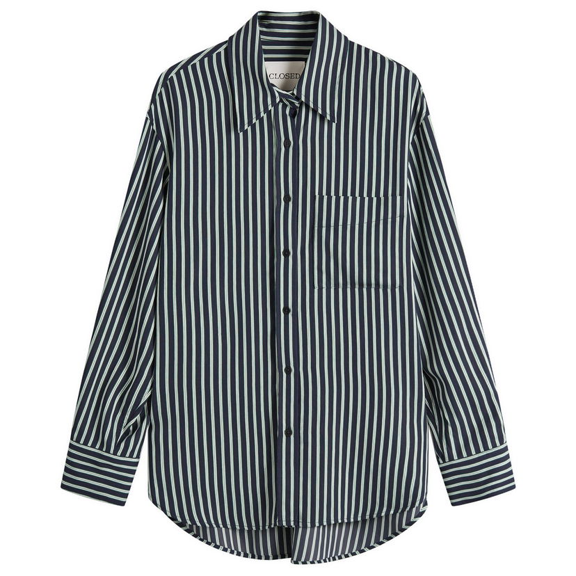 Paita CLOSED Closed Oversize Striped Shirt Tummansininen | C94241-54W-22