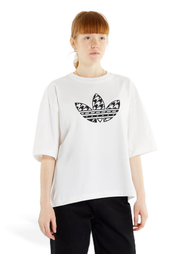 T-paita adidas Originals Houndstooth Trefoil Infill Tee Valkoinen | IC5144
