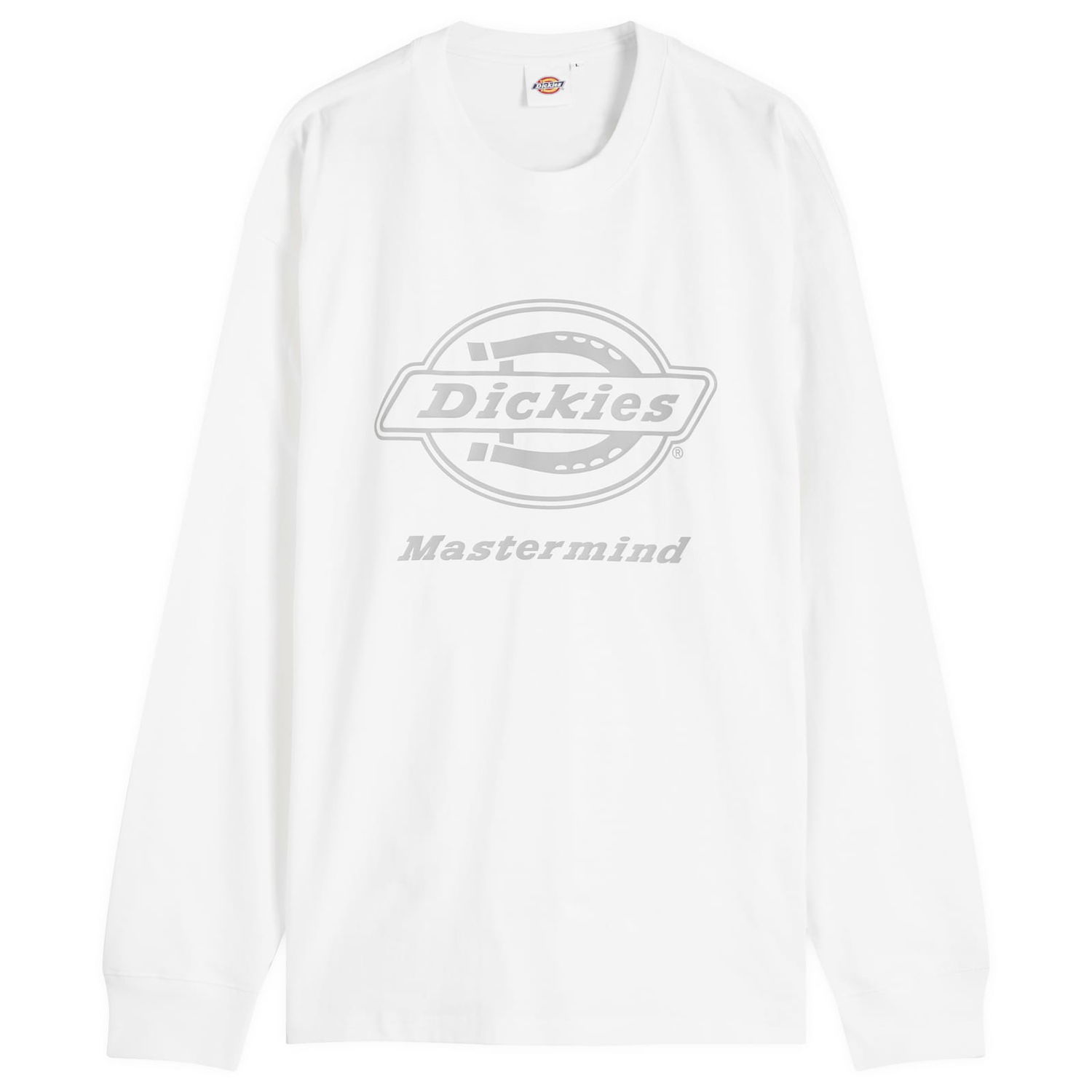 T-paita Mastermind WORLD MASTERMIND WORLD x Dickies Logo Long Sleeve T-Shirt, Size Large Valkoinen | MJ25C14-TS216-1, 0