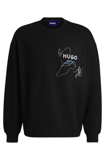 Villapaita BOSS HUGO Sweatshirt With Seasonal Artwork Musta | 50534210