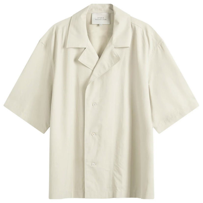 Paita Studio Nicholson Studio Nicholson Boxy Vacation Shirt, Size Large Beige | LOCASNM-1189-DDKS