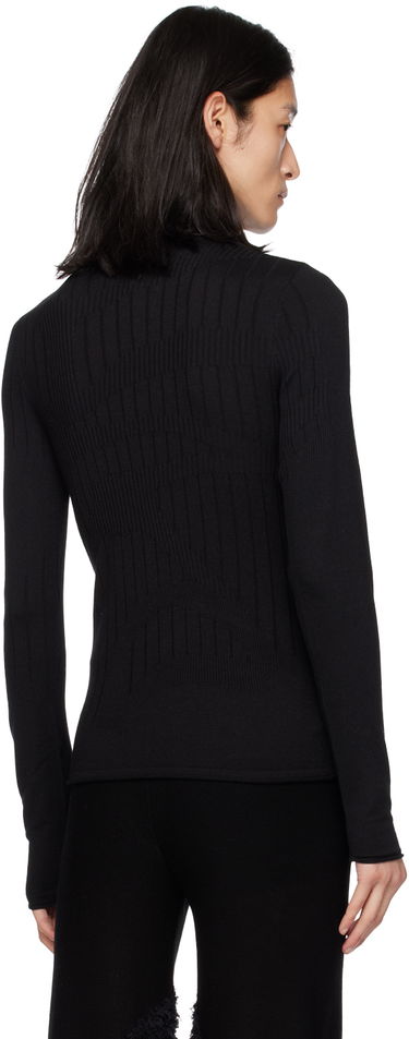 T-paita Dion Lee Fitted Ribbed Turtleneck Top Musta | C7104F22, 2