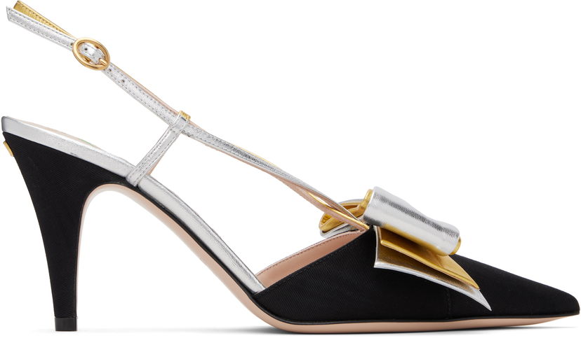Kengänhoito Valentino Valentino Garavani Bowow Slingback Heels Musta | 7W2S0MX4QLJ