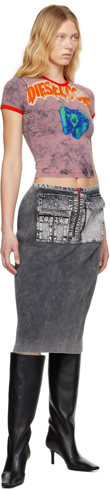 Hame Diesel Diesel M-Meryn Midi Skirt Harmaa | A17470 0QMAN, 3