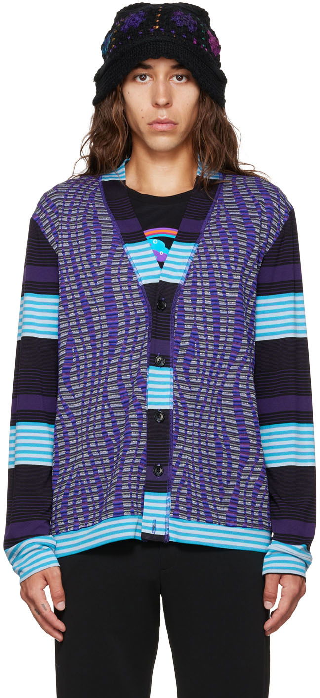 Villapaita Anna Sui Anna Sui Stripe Cardigan Violetti | M622G31