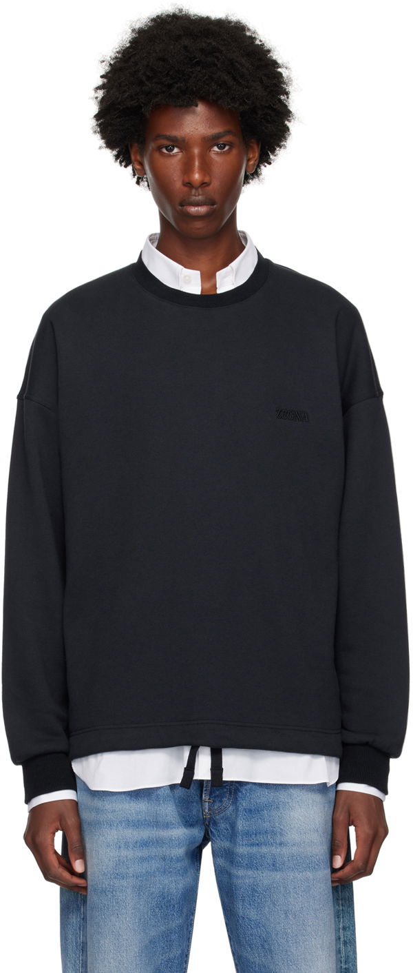 T-paita ZEGNA Navy Crewneck Sweatshirt Musta | N6MGI1830