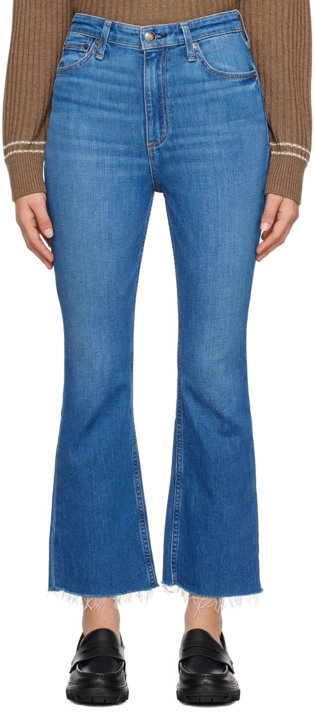 Jeans rag & bone Casey High-Rise Frayed Flare Jeans Sininen | WDD23F2917C2C1, 0