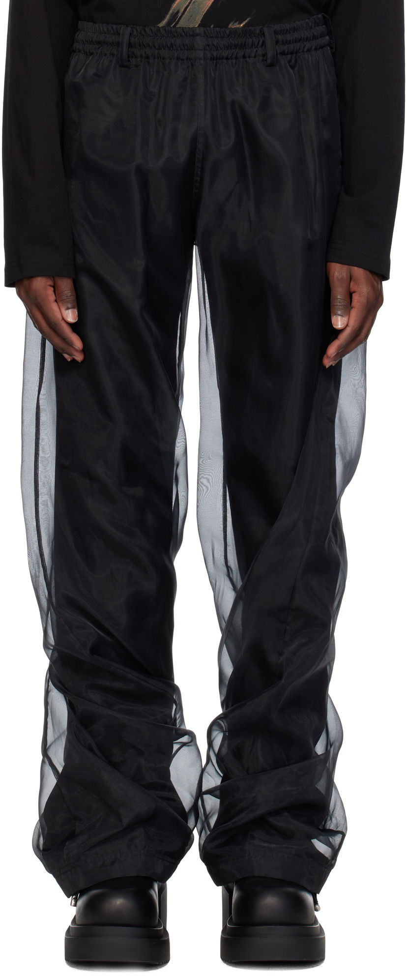 Housut We11done We11done Layered Trousers Musta | WD-PT0-25-268-U-BK
