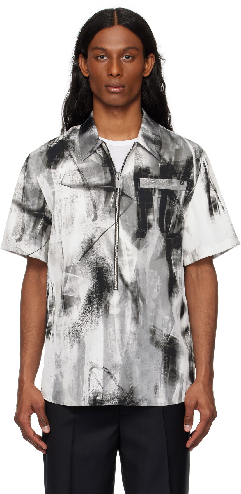 Paita Helmut Lang Helmut Lang Zip Scribble Shirt Valkoinen | P02HM507