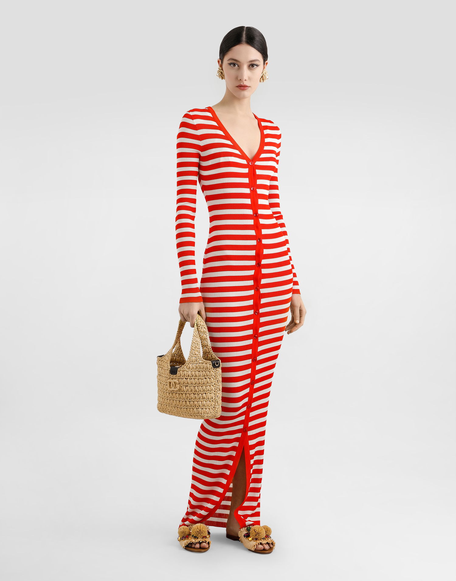 Villapaita Dolce & Gabbana Dolce & Gabbana Striped Viscose Knit Cardigan Punainen | FXVC7ZJAIRRW8266, 1