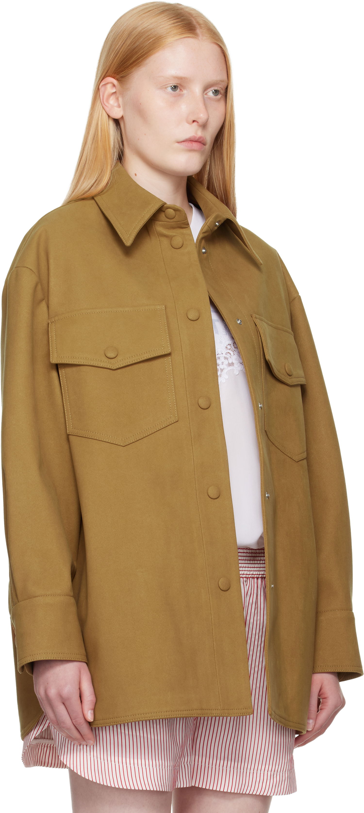 Takki Stella McCartney Stella McCartney Faux-Suede Overshirt Ruskea | 6601253GU309, 1