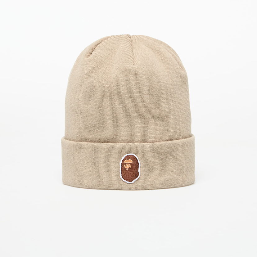 Pipo BAPE A BATHING APE One Point Ape Head Knit Cap Beige | 001HTL301006MBEI