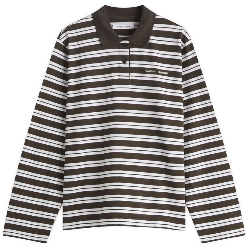 Poolopaita Samsoe Samsoe Samsøe Samsøe Women's Sadover Long Sleeve Striped Polo Ruskea | F25300039-CLR002277