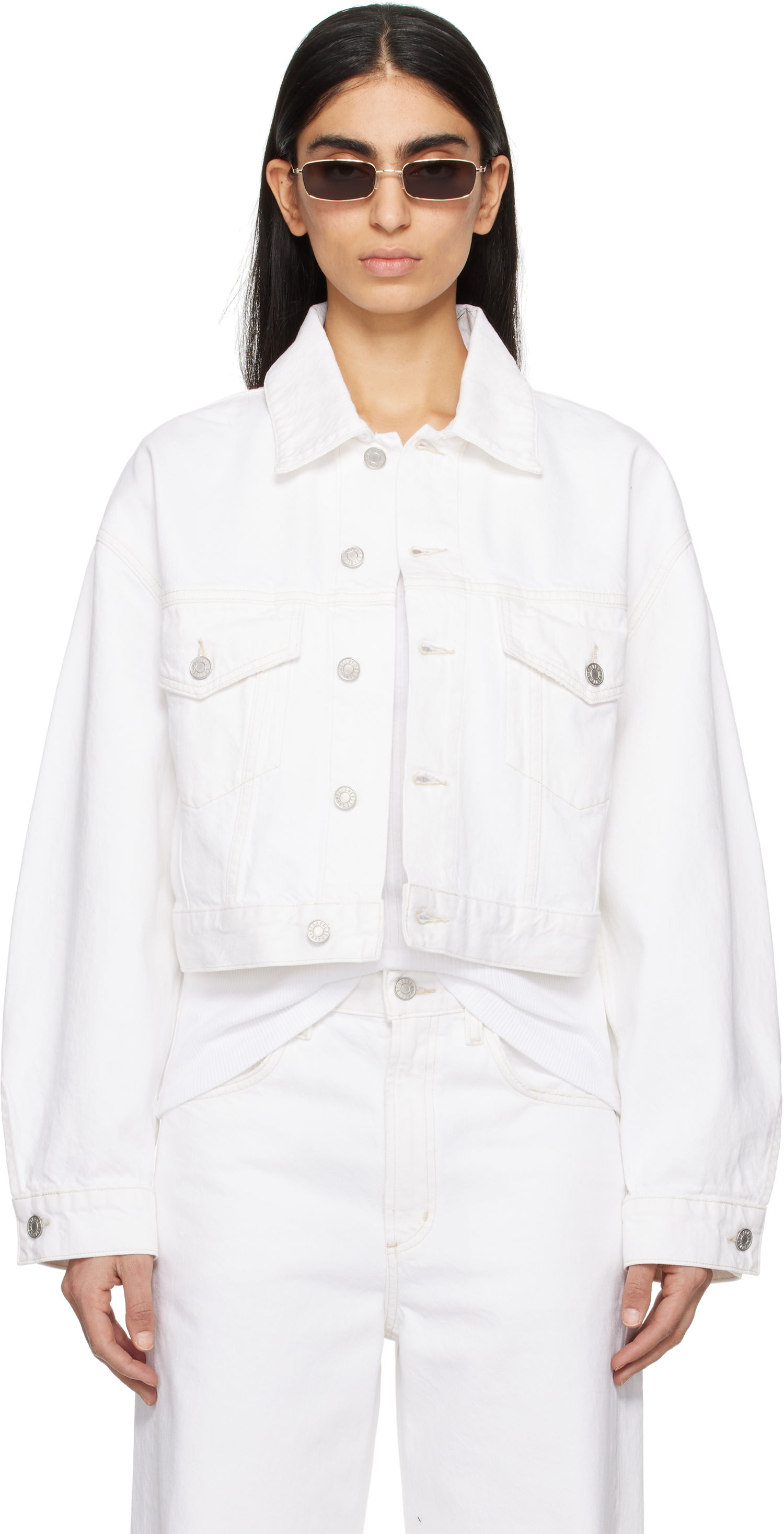 Takki AGOLDE AGOLDE Palmer Cropped Denim Jacket Valkoinen | A5047-1183, 0