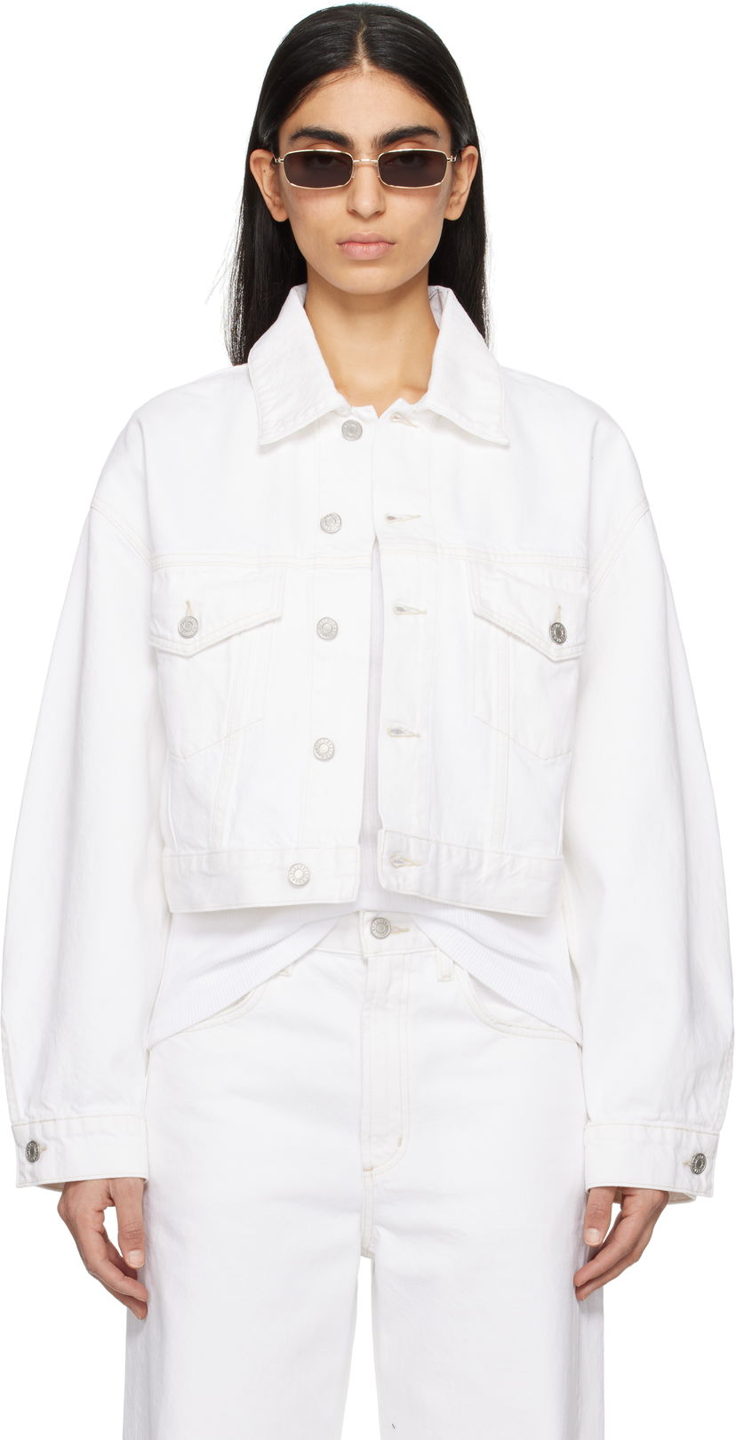 Takki AGOLDE AGOLDE Palmer Cropped Denim Jacket Valkoinen | A5047-1183