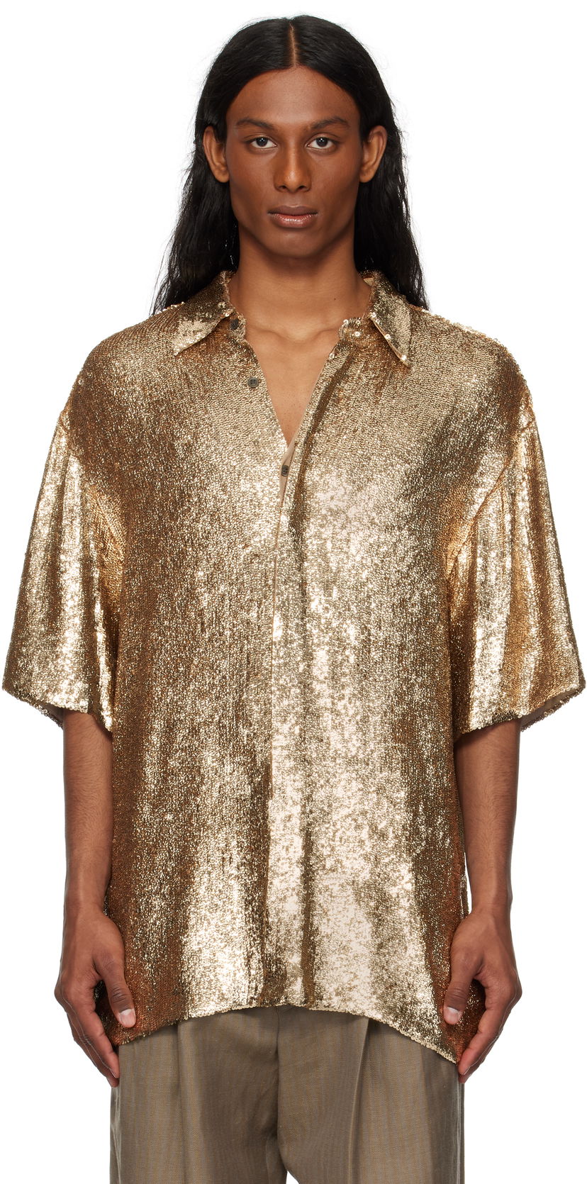 Paita Dries Van Noten Dries Van Noten Sequinned Shirt Metallinen | 251-080751-1481