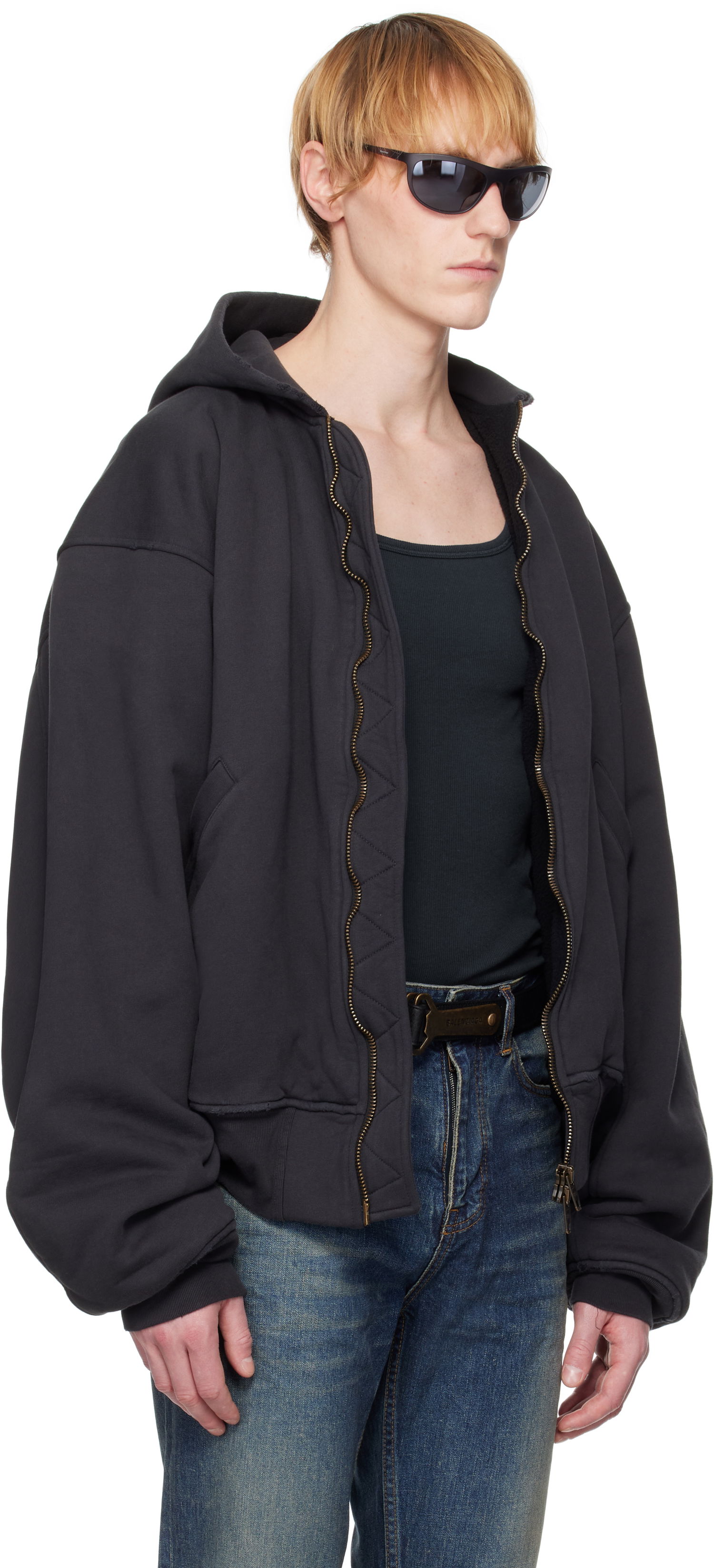 Bomber-takki Balenciaga Balenciaga Hooded Bomber Jacket Musta | 803303TRVX3, 1