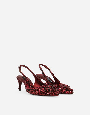 Asusteet Dolce & Gabbana Dolce & Gabbana Tulle Slingbacks with Sequin Embellishment Punainen | CG0806A9U8789554, 1