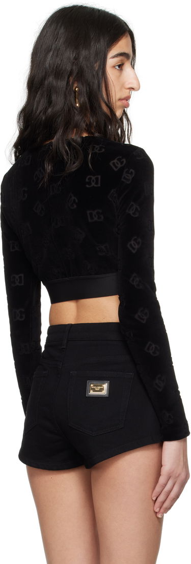 Crop top Dolce & Gabbana Dolce&Gabbana Jacquard DG Logo Crop Top Musta | F778LT FJ7DL, 2