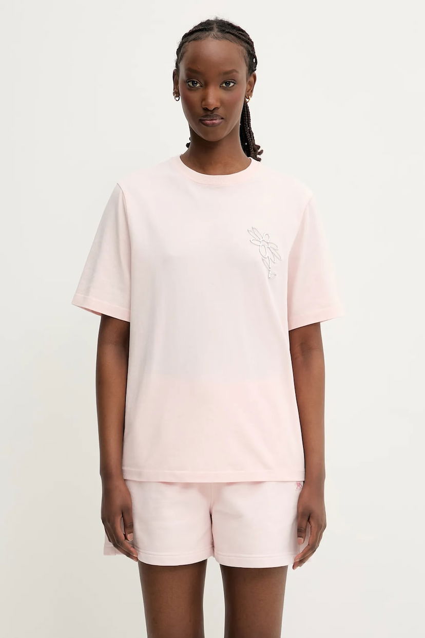 T-paita MAISON KITSUNÉ Maison Kitsuné Metallic Daisy Comfort T-Shirt Vaaleanpunainen | OW00121KJ0119