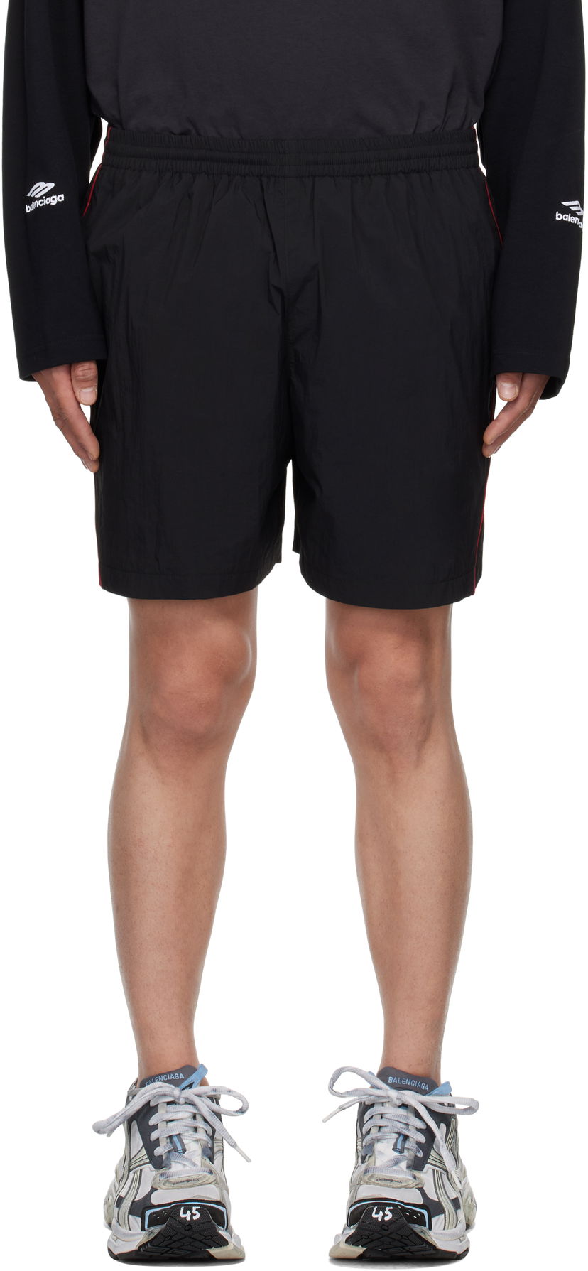 Shortsit Balenciaga Balenciaga Washed Tracksuit Shorts Musta | 814568TRO32
